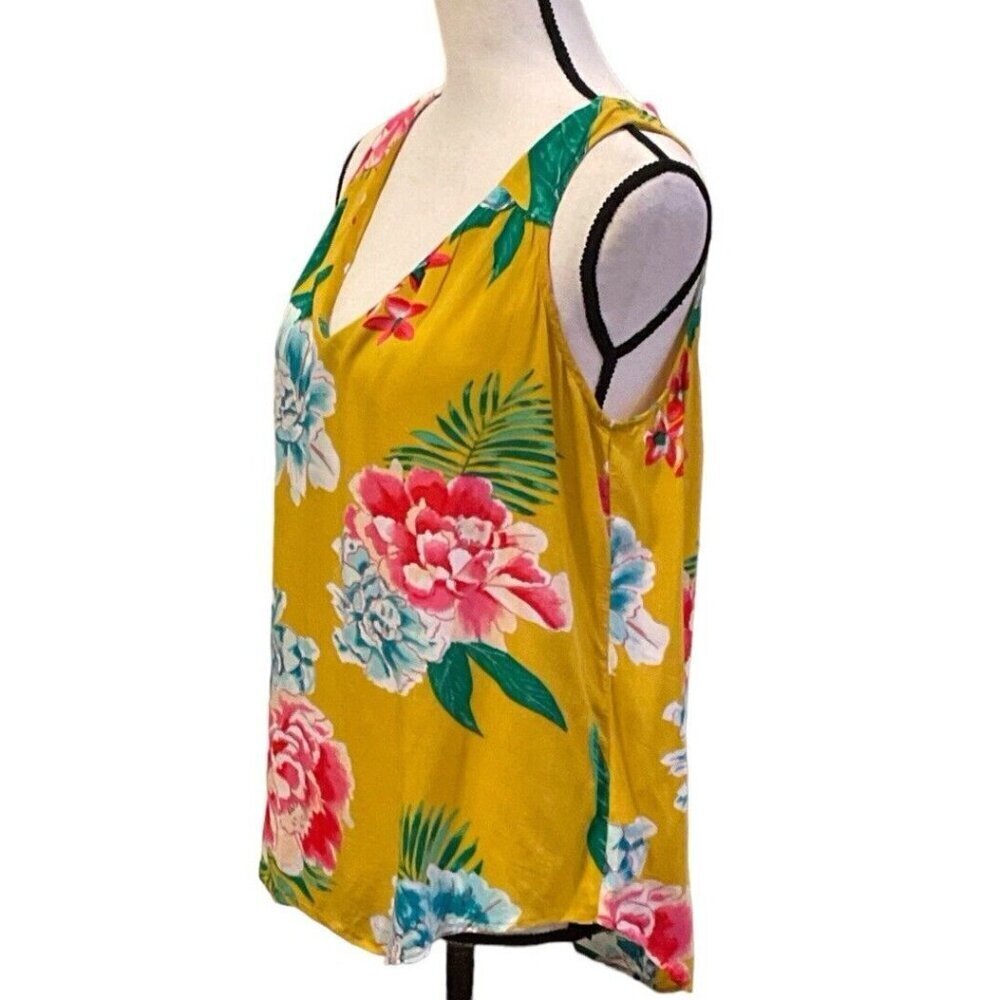 Old Navy Womens Floral Tank Size M Multicolored Lightweight Keyhole Back
